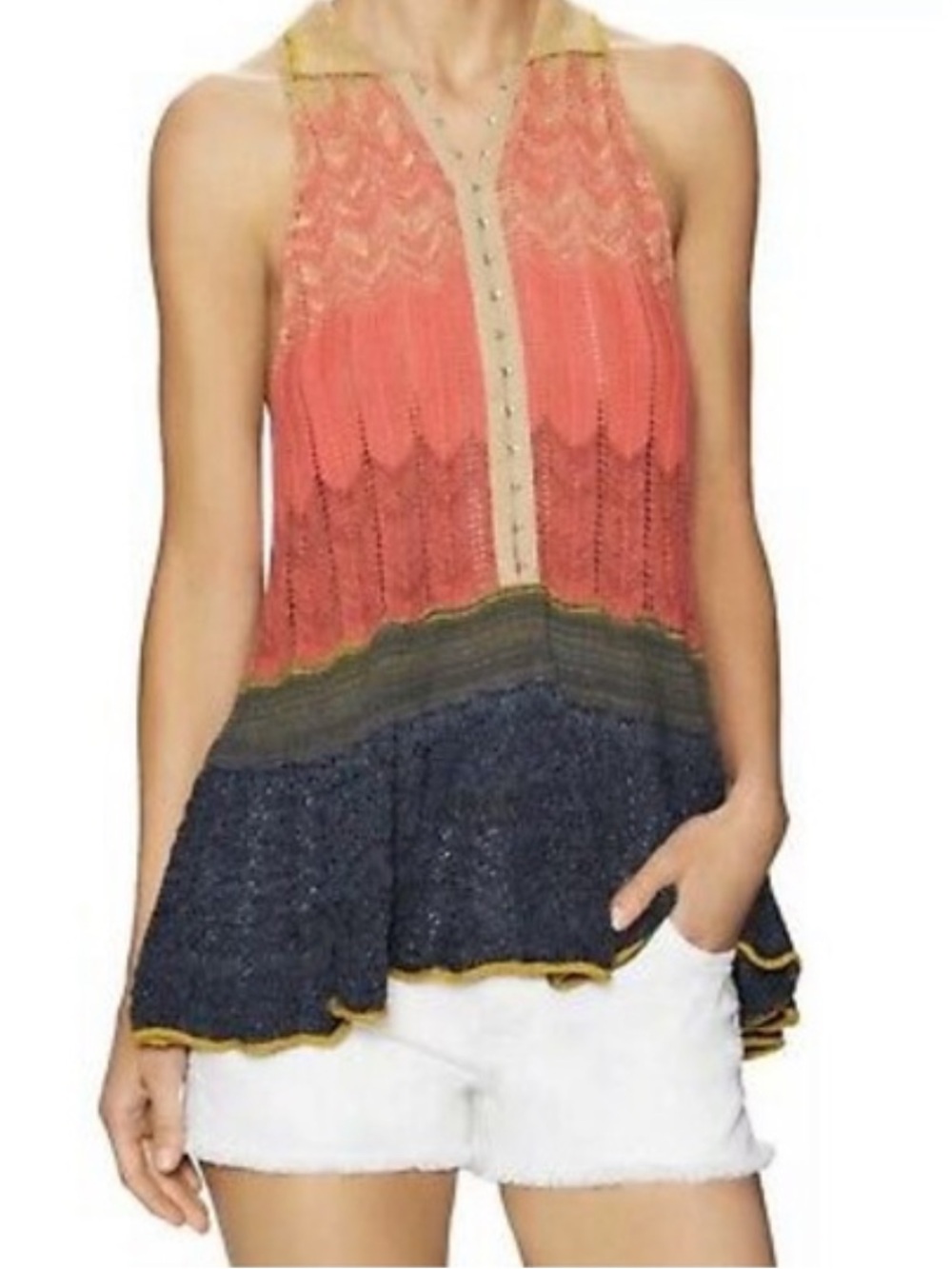 Free People Multicolor Knit Top Size S